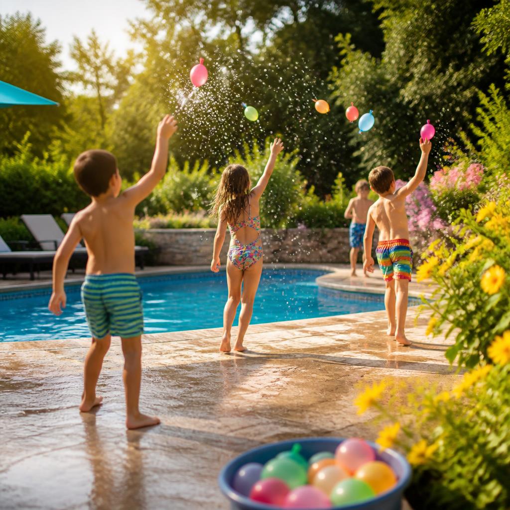 Famille s'amusant avec les ballons d'eau SplashyFun
